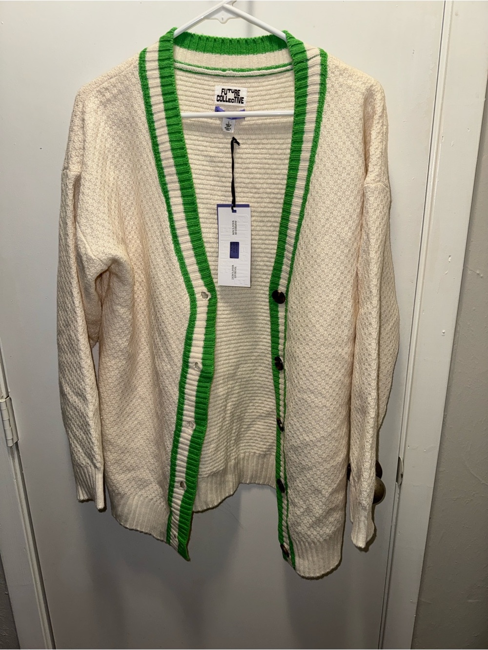 Cream Sweater with Green Trim - Women(3)
